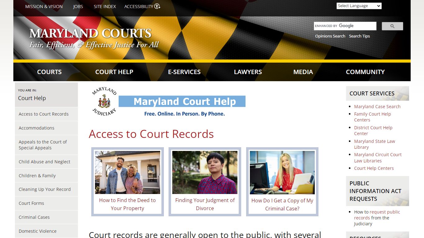 Access to Court Records | Maryland Courts